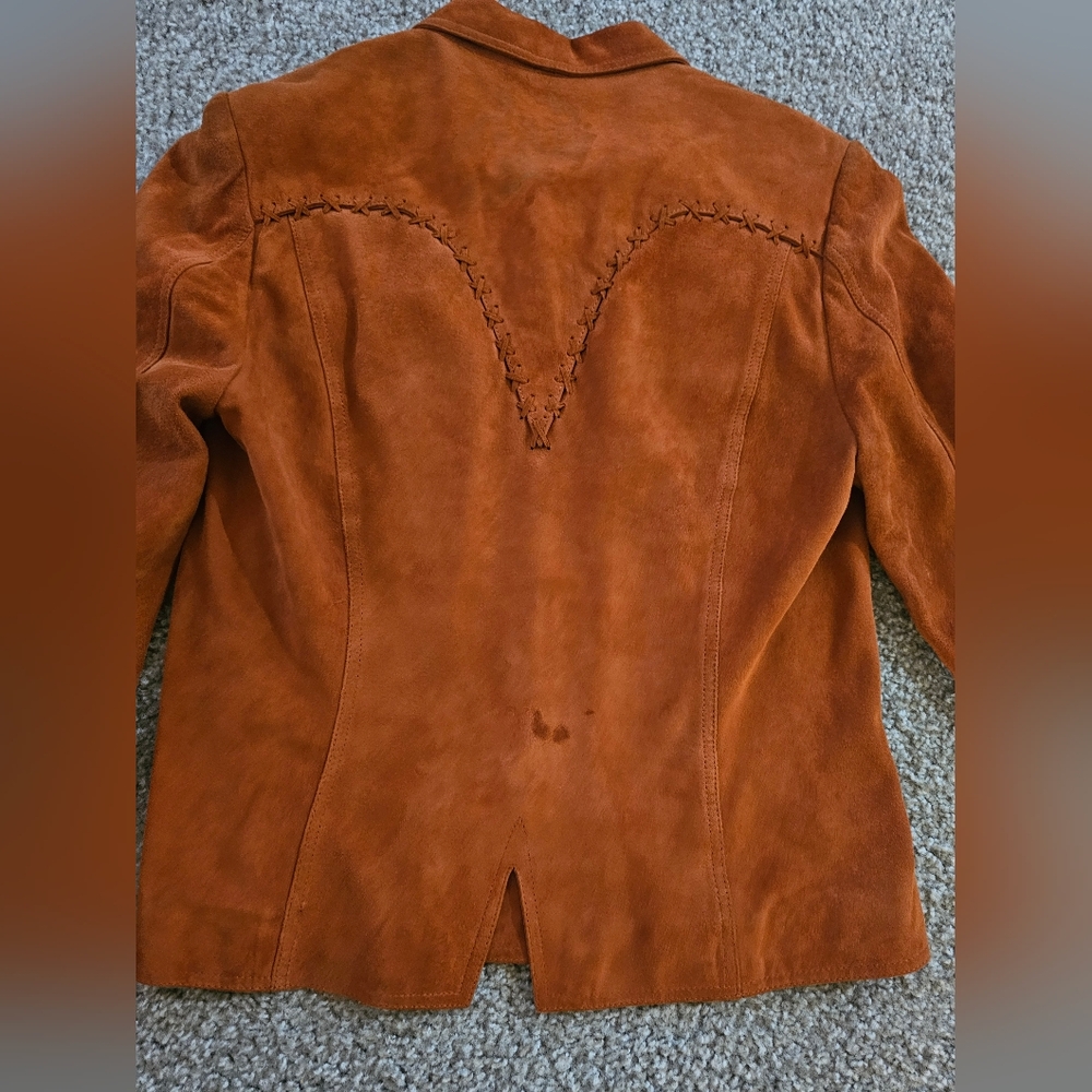 Vintage Double D Ranch Burnt Orange Suede Leather Southwestern Jacket S - Picture 4 of 9